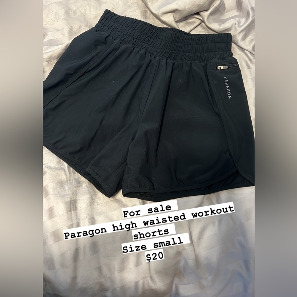 Paragon, high waisted workout shorts, black, size small